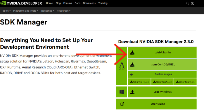 SDK Manager download page