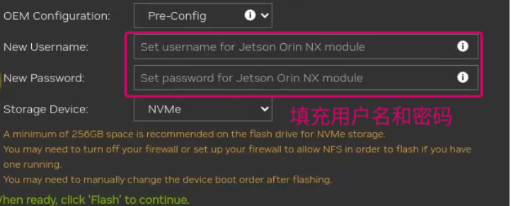 Enter username and password